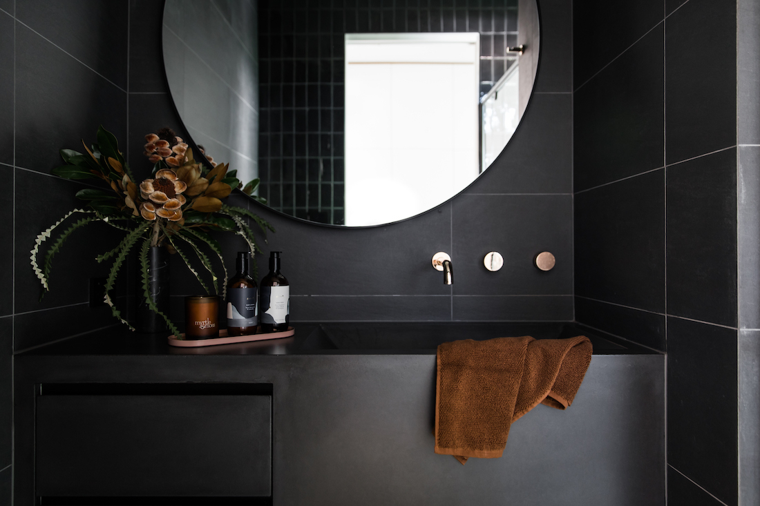Black bathroom Australian design home