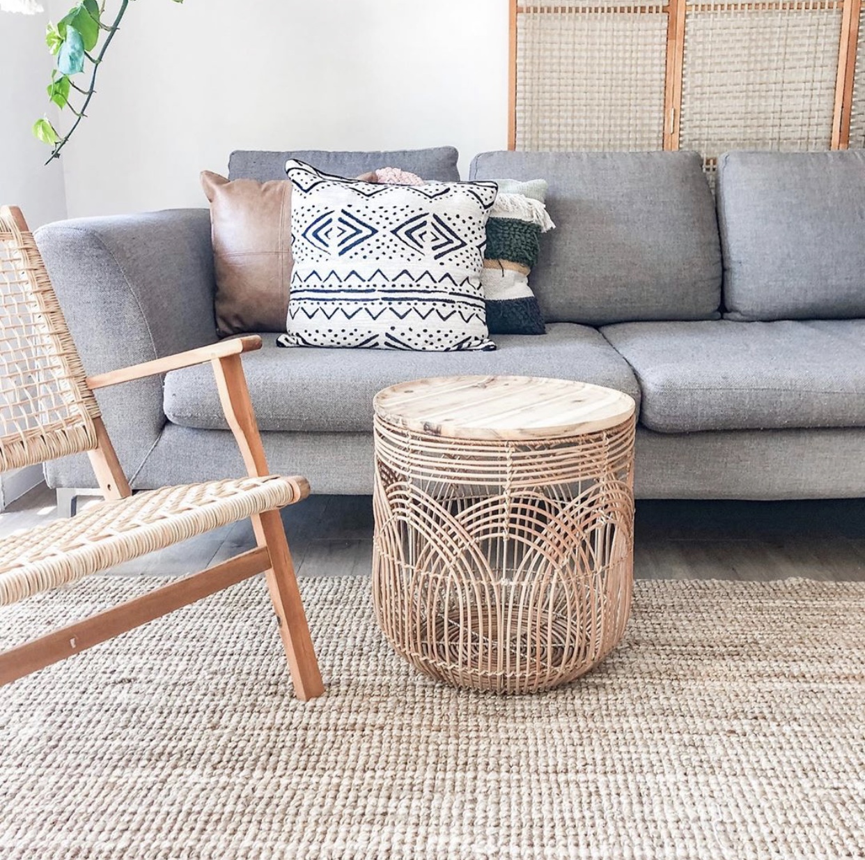 Cane basket side table Big W hacks