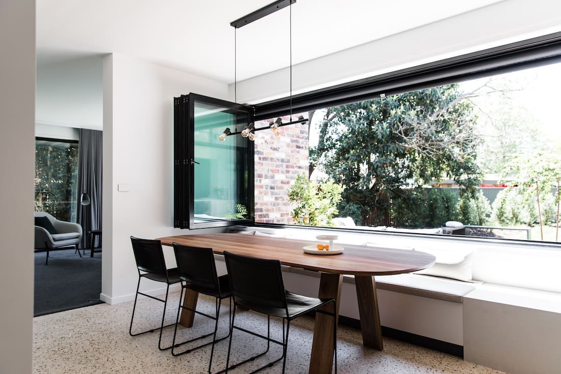 Open windows in a clean kitchen