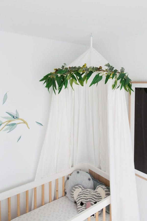 DIY nursery canopy with eucalyptus garland - Style Curator