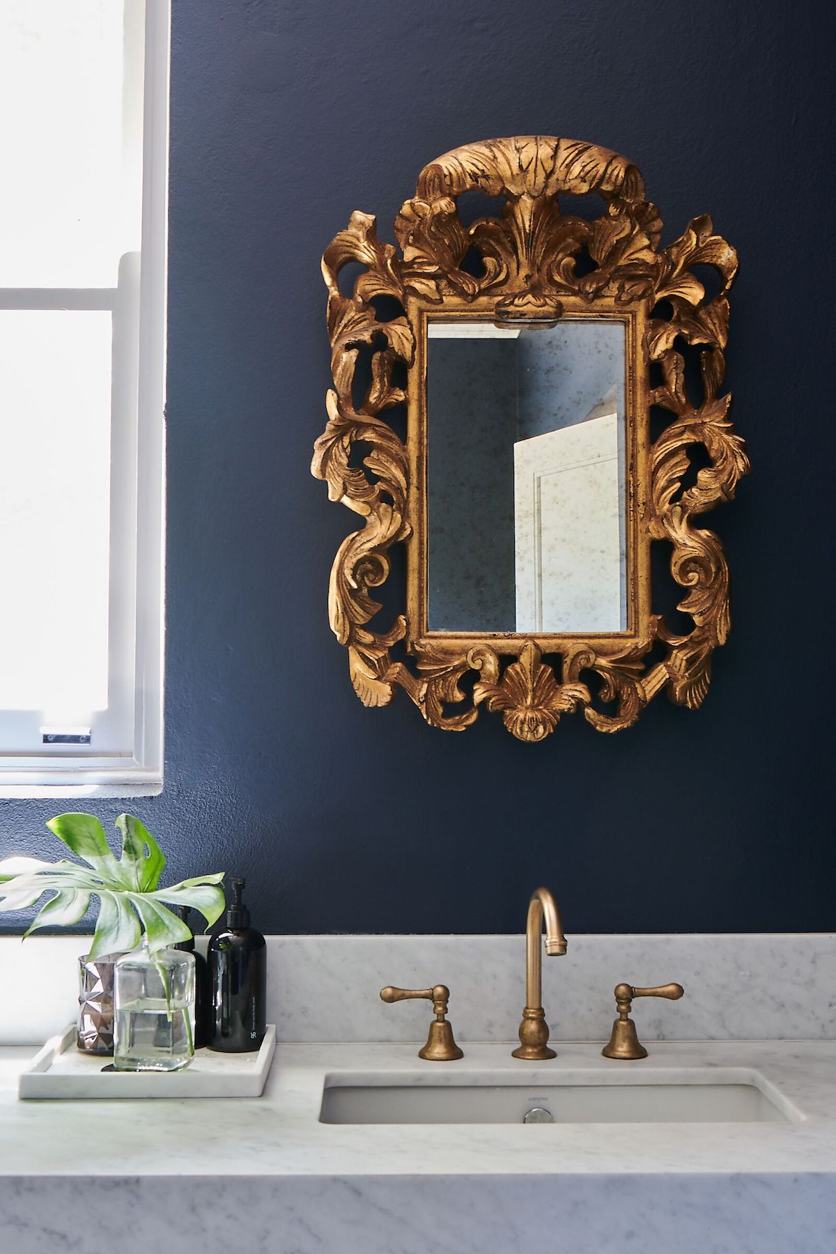 Bathroom vanity made of solid marble