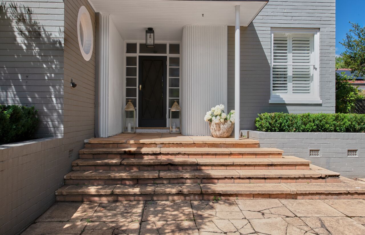 Exterior entry to Wisteria House