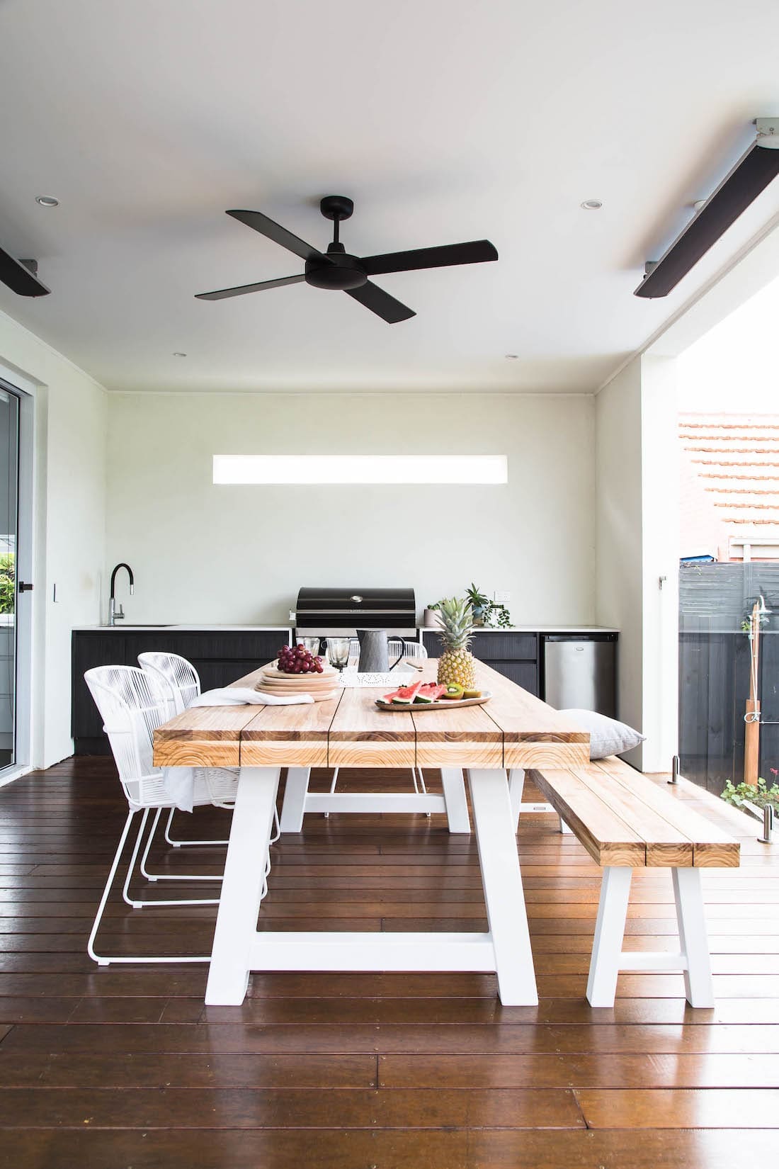 Outdoor kitchen at bayside home