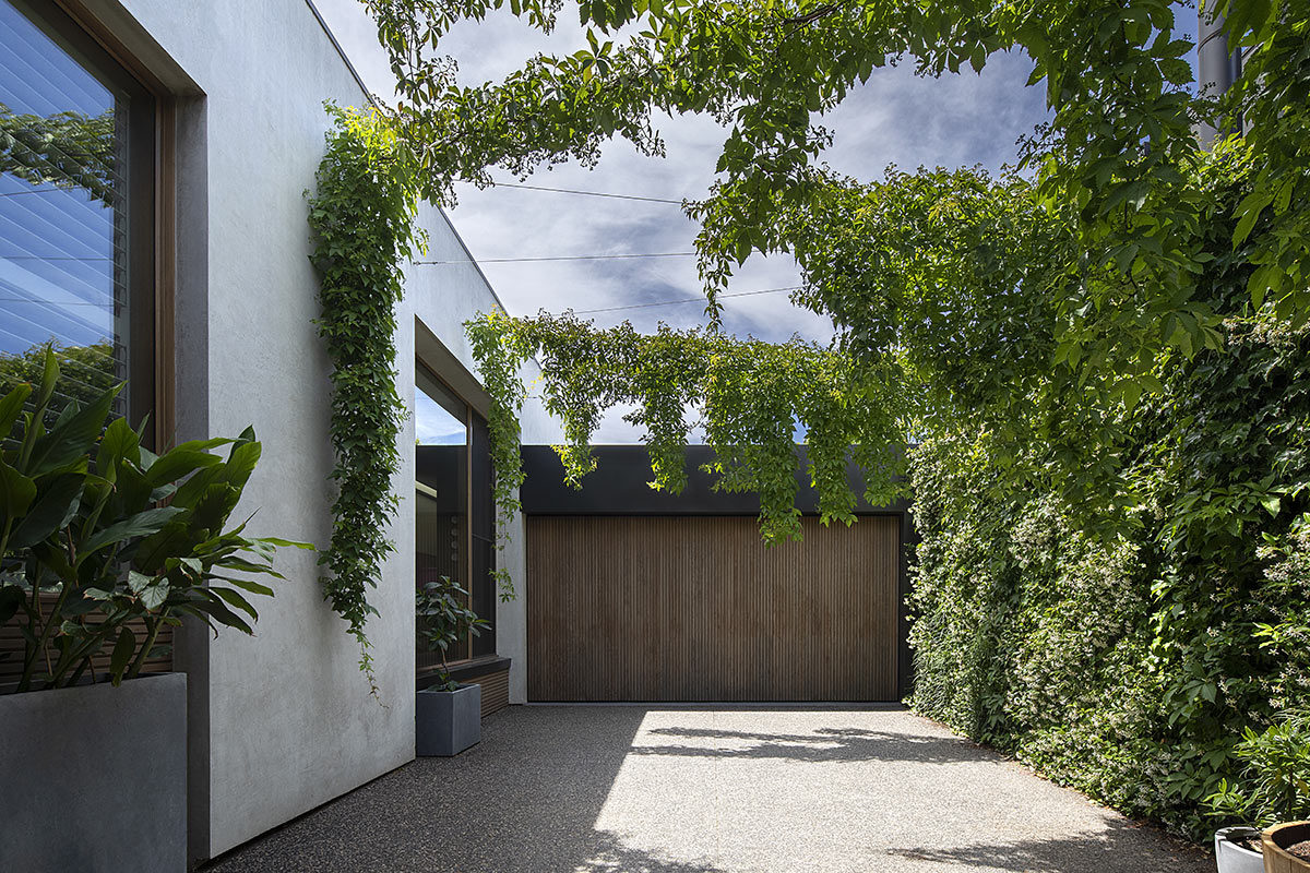 Exposed concrete driveway