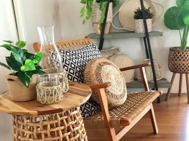 Woven side table