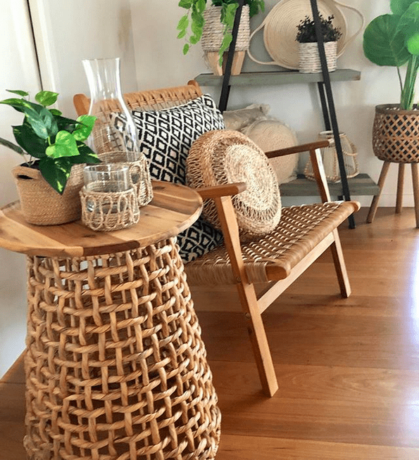 Woven side table coolest Kmart hacks