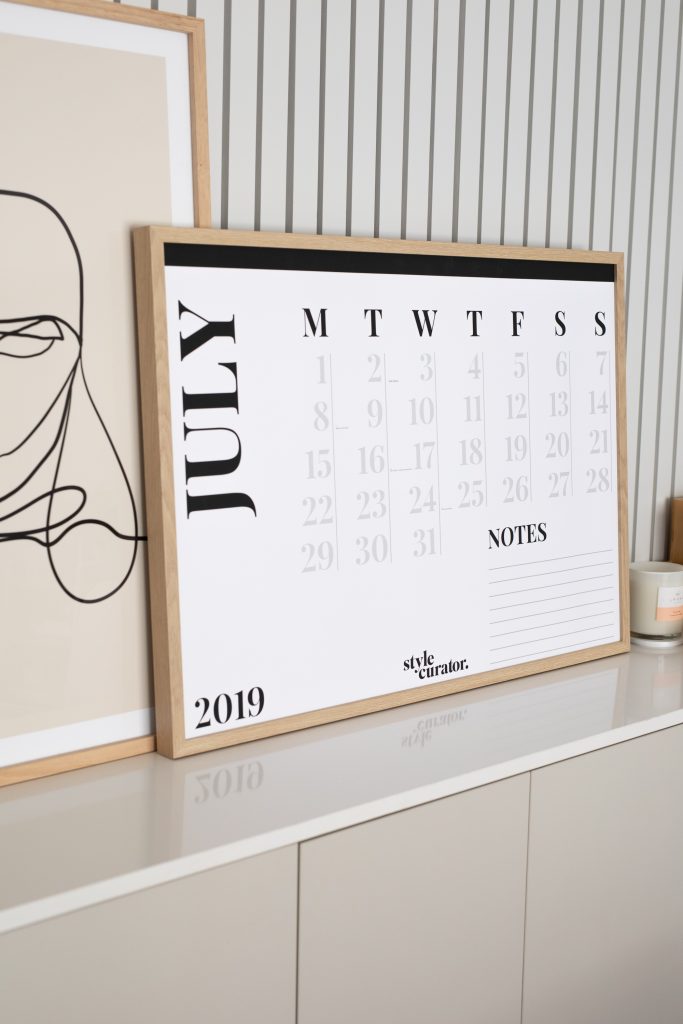 FREE minimalist A1 wall calendar Style Curator