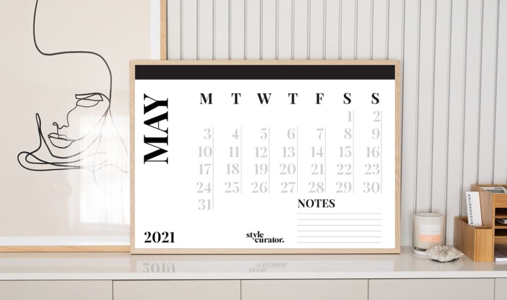 Wall calendar front on