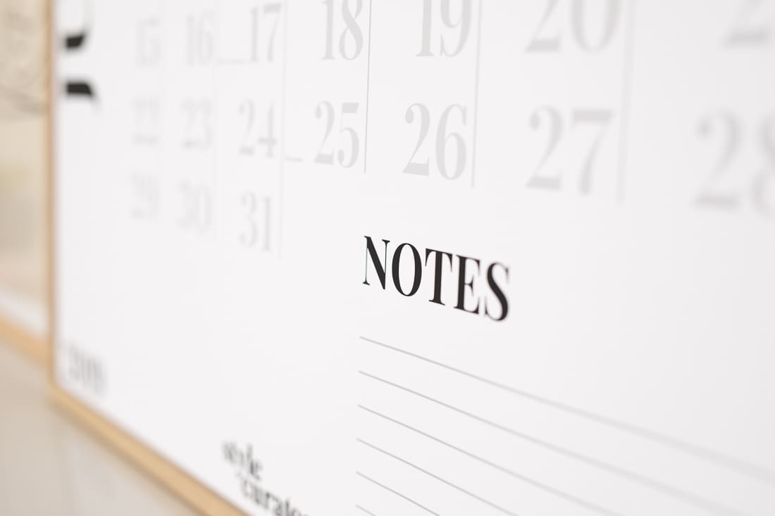 Notes wall calendar