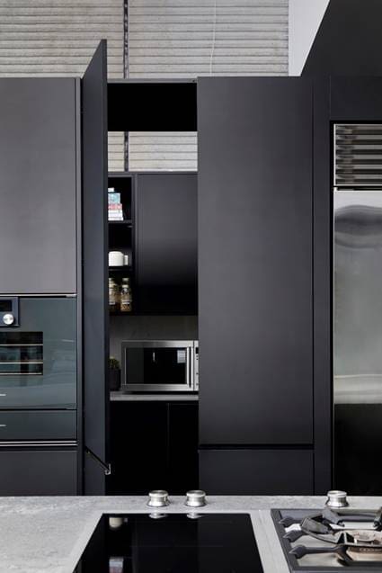 Matte black kitchen cabinets Guy Sebastian kitchen