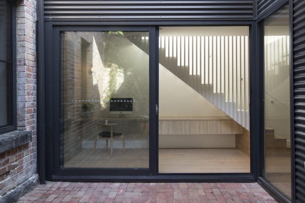 Central courtyard with stairs and study nook