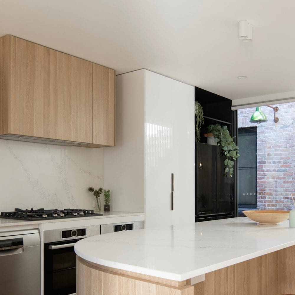 Kitchen with view to central courtyard