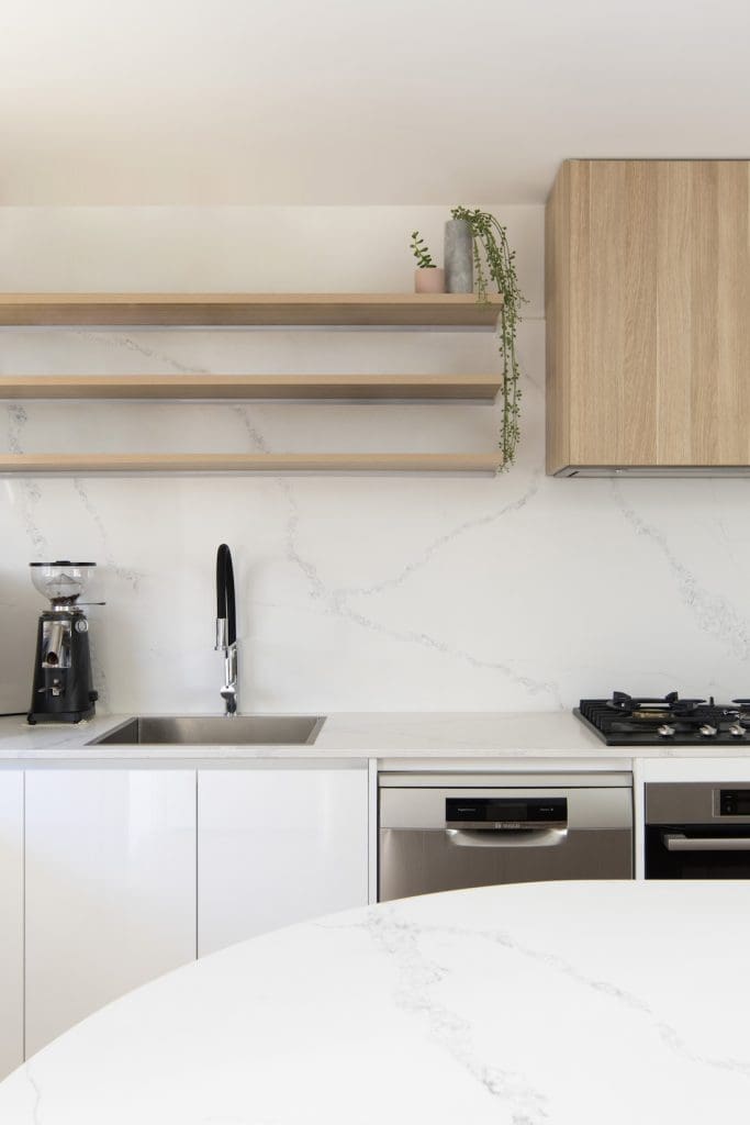 Scandi style kitchen marble splashback