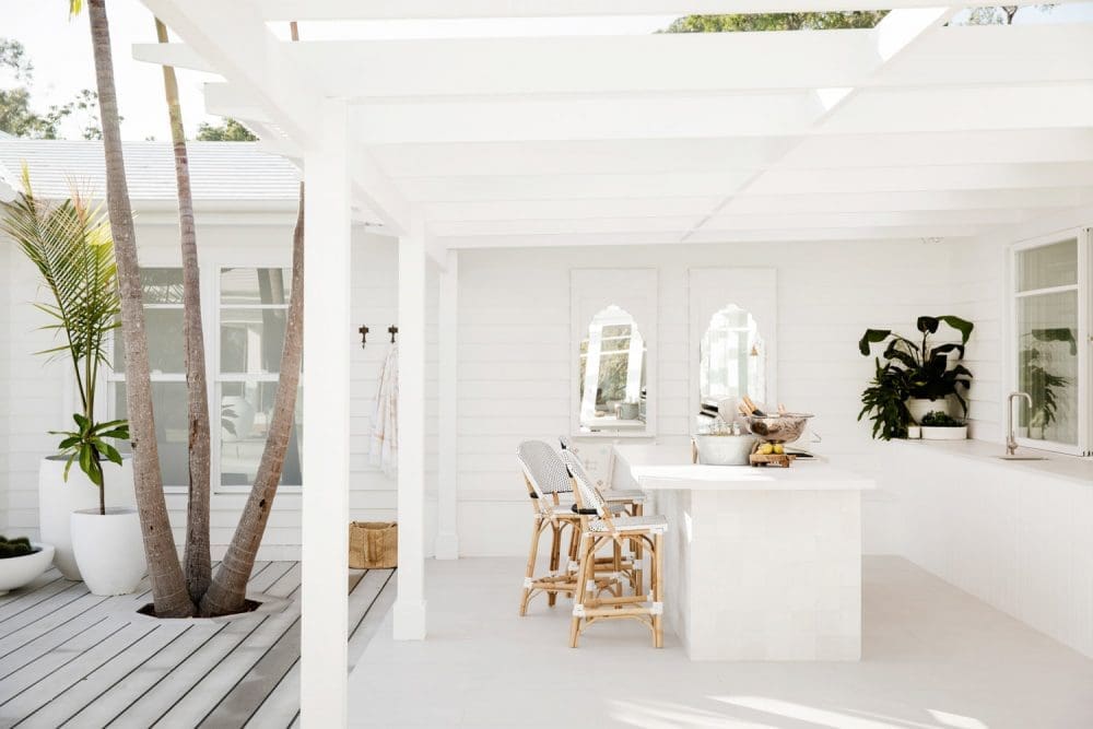 White outdoor kitchen