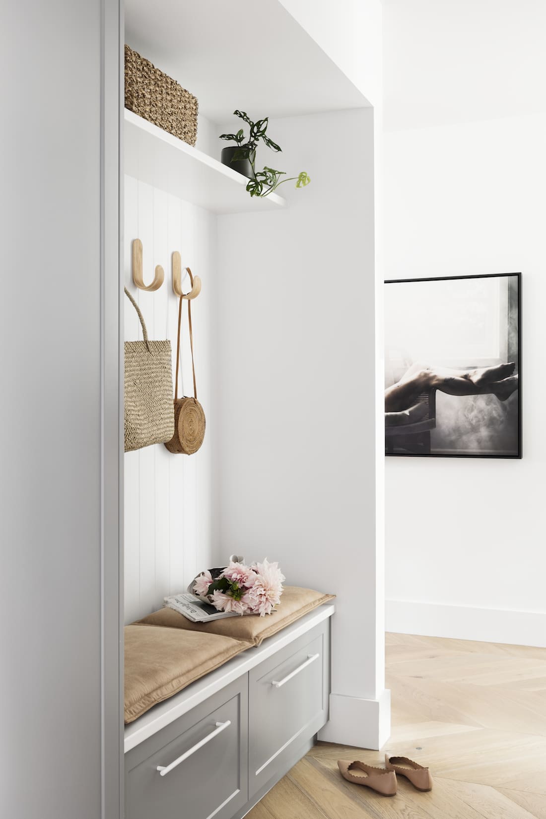 Bask Interiors Hampton mudroom styling