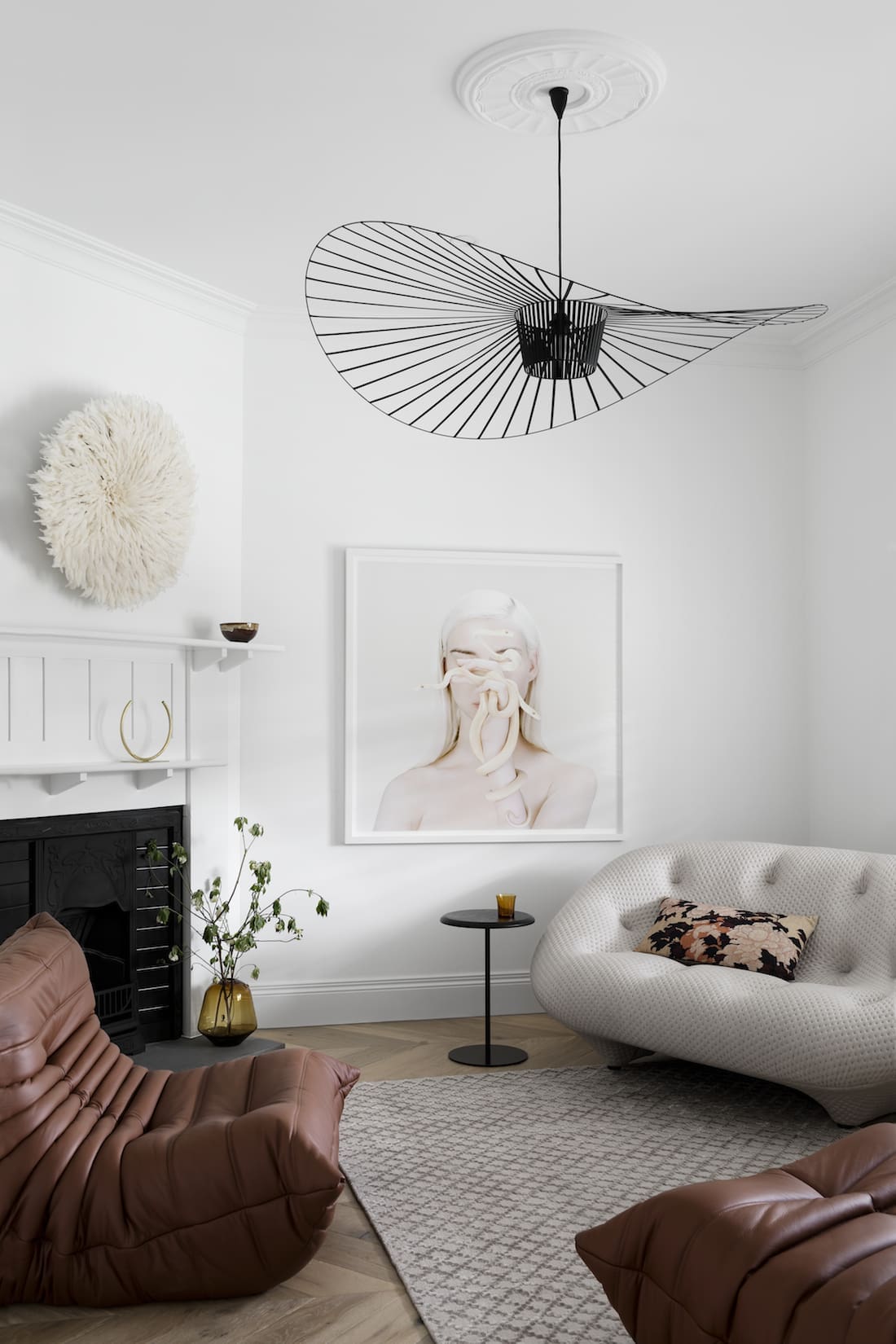 Lounge room with statement light