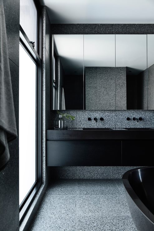 Black and grey masculine bathroom
