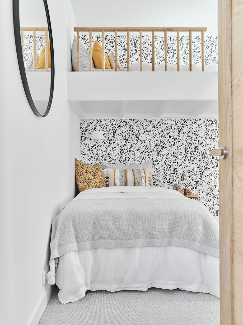 Dalmatian print wallpaper in childrens bunk bed room