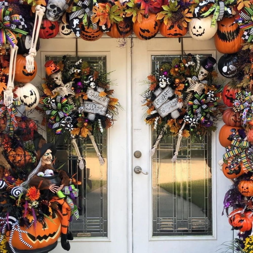 Front door Halloween home styling