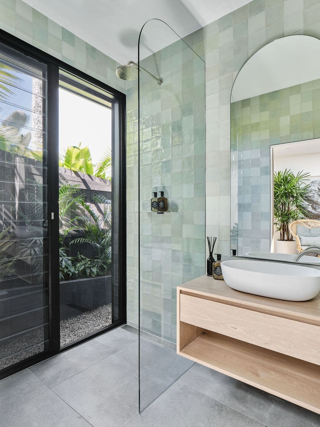 Green tiled bathroom