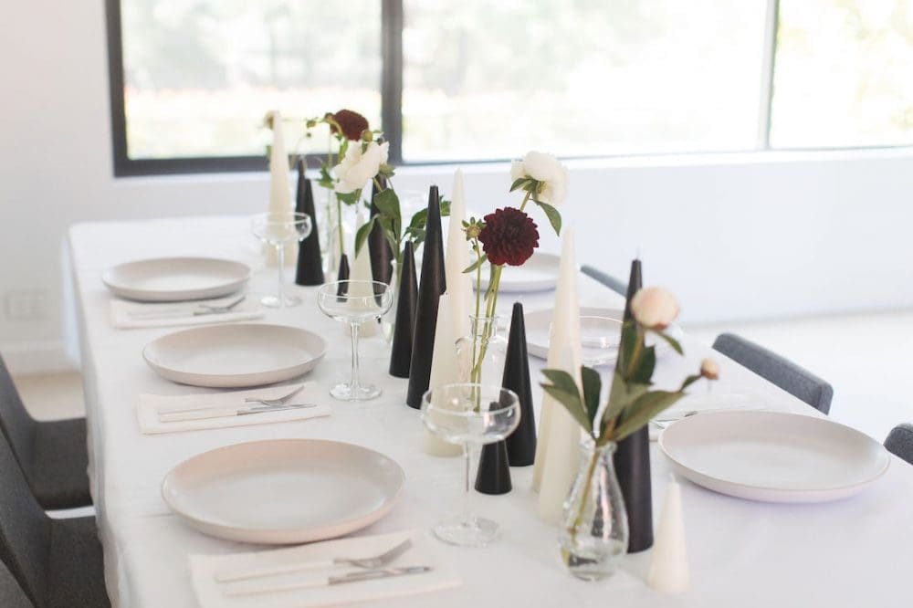 Simple floral stems elegant Christmas table styling