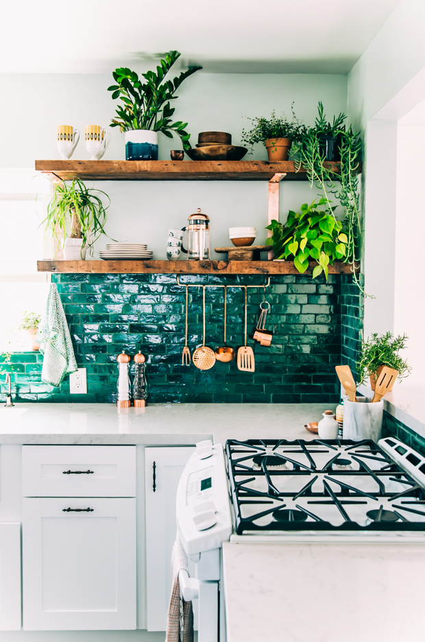 Boho green kitchen
