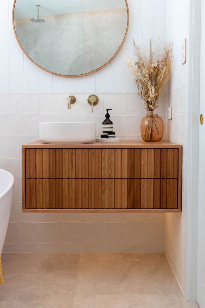 Floating vanity luxe bathroom reno