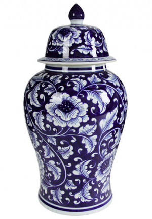 Blue peony ginger jar