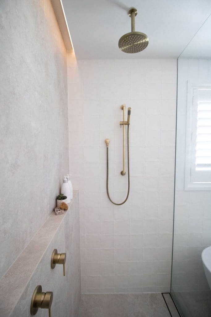 Walk in shower luxe bathroom reno