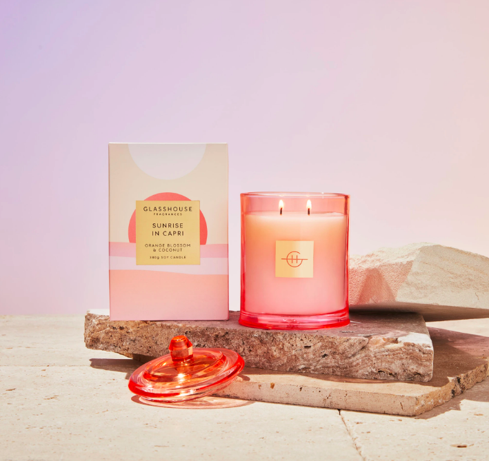 Orange blossom and coconut Glasshouse Fragrances candle