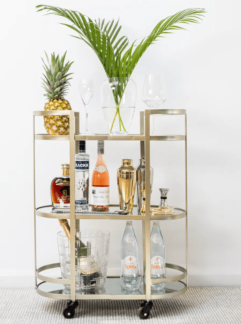 Arden silver mirrored drinks trolley