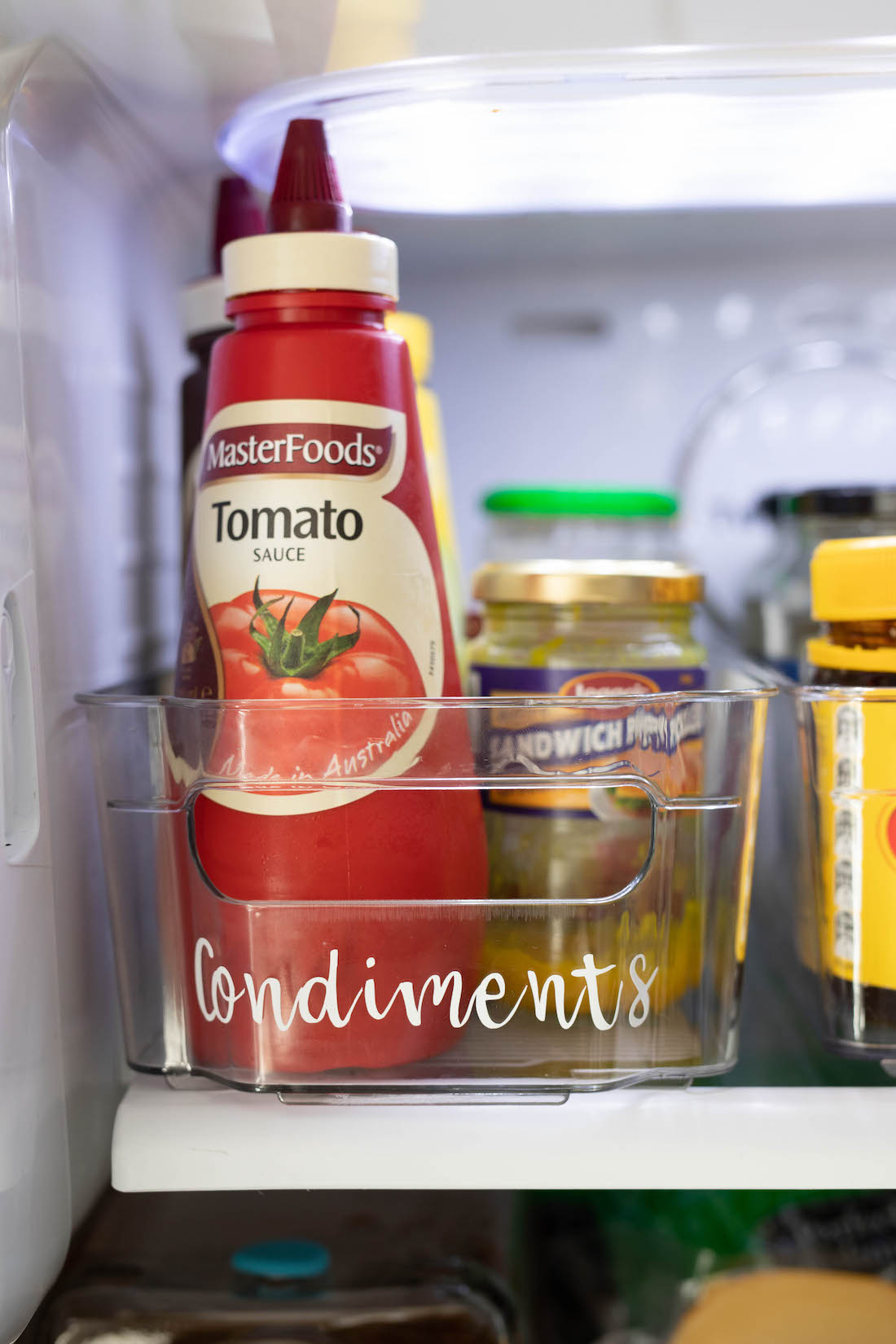 Condiments fridge organisation