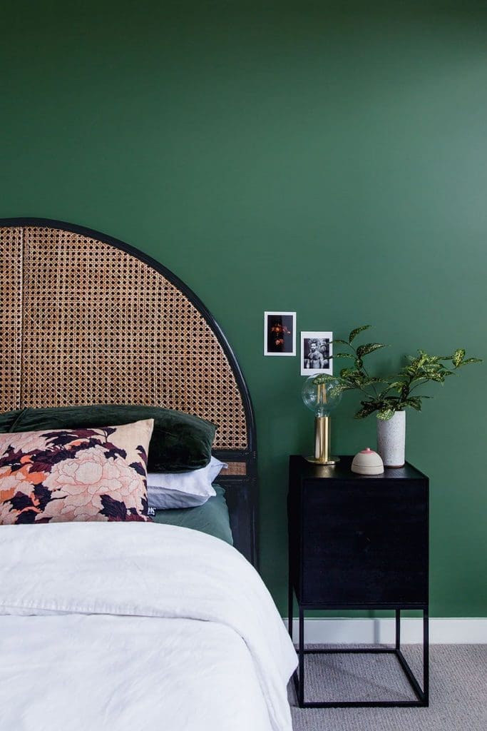 Bask Interiors_rattan bed Decorating a rental bedroom