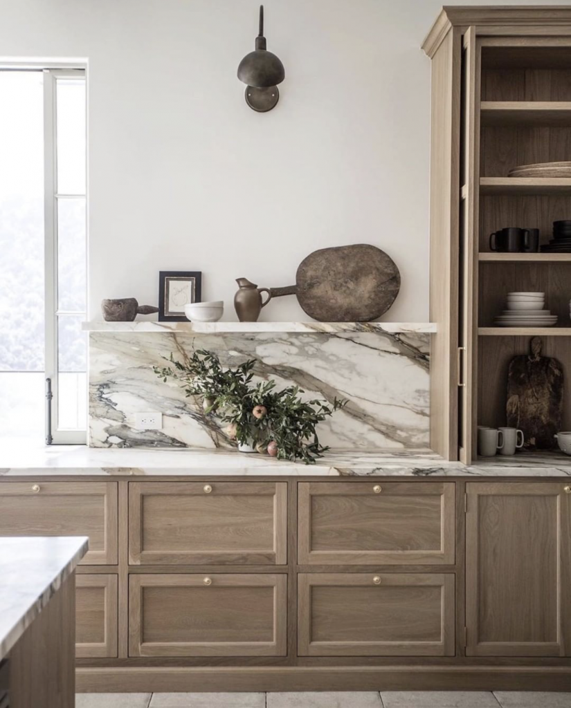 Stone shelf in kitchen Kitchen cabinets other than white