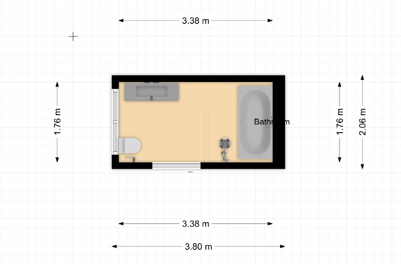 2D plan of new bathroom layout
