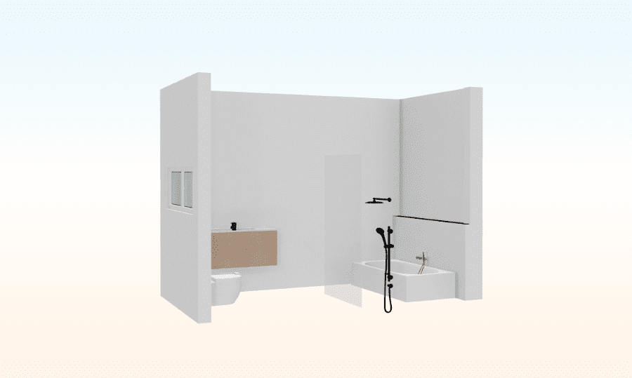 3D render of new bathroom layout