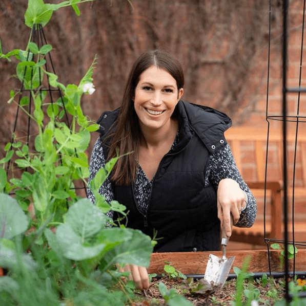 Ingrid Devlin in veggie garden