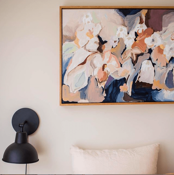 Prudence DeMarchi artwork above bed