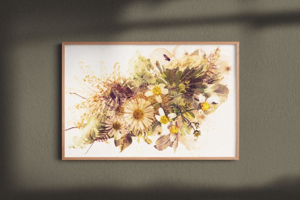 Caramel bouquet art print by Paper and Flower