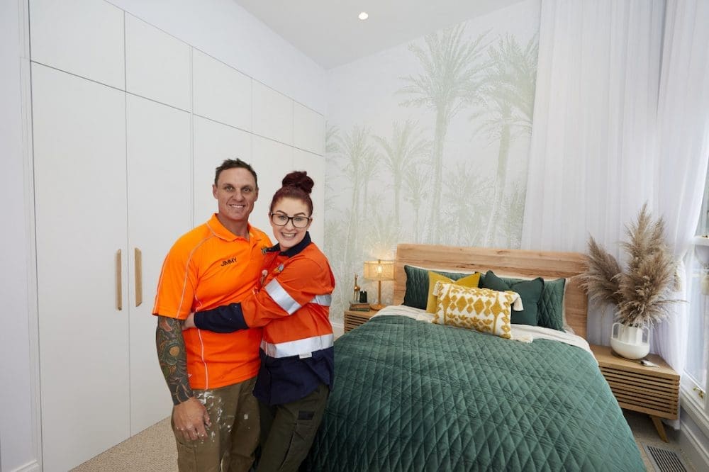 Jimmy and Tam The Block 2020 in guest bedroom week 1