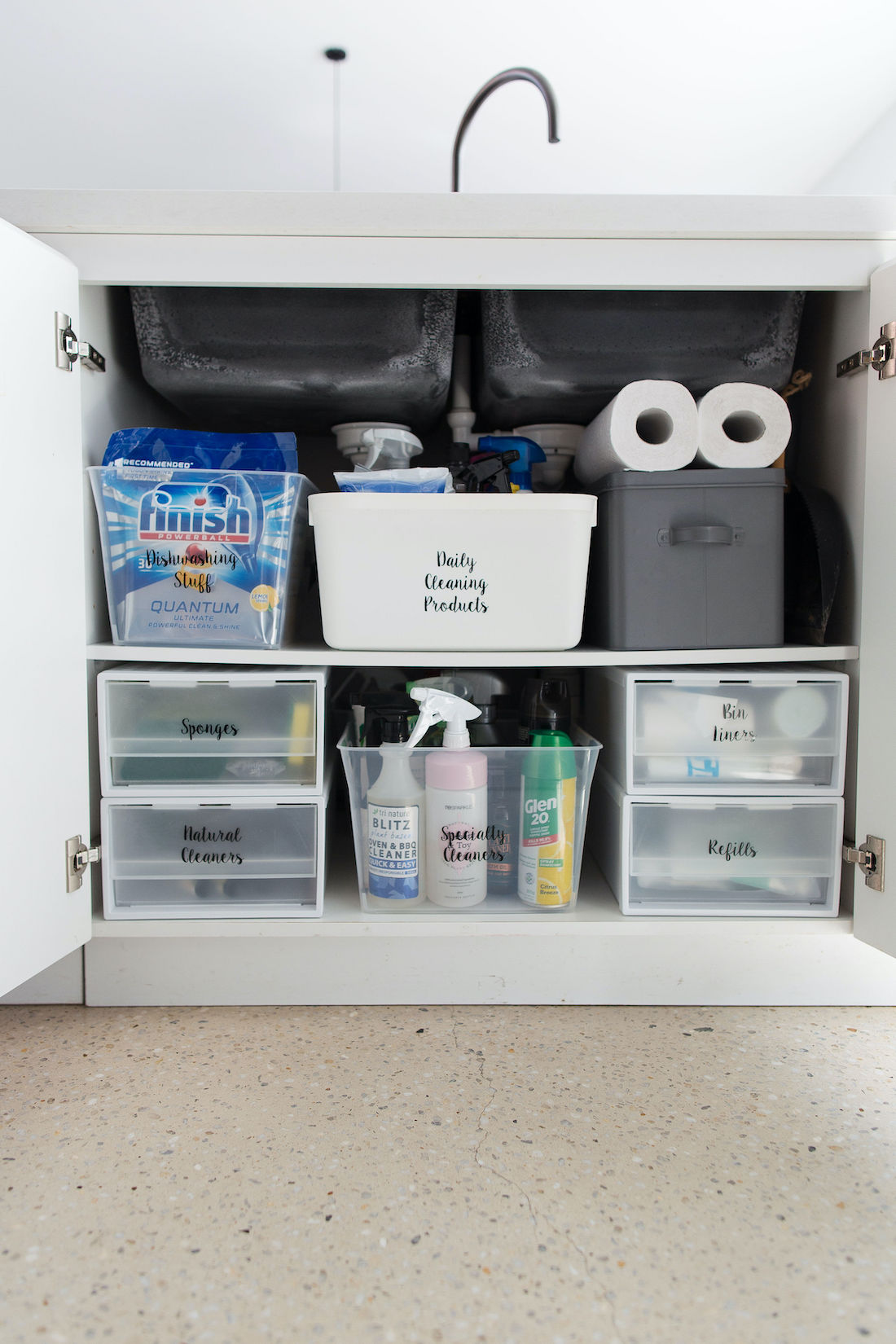 Organising under your kitchen sink