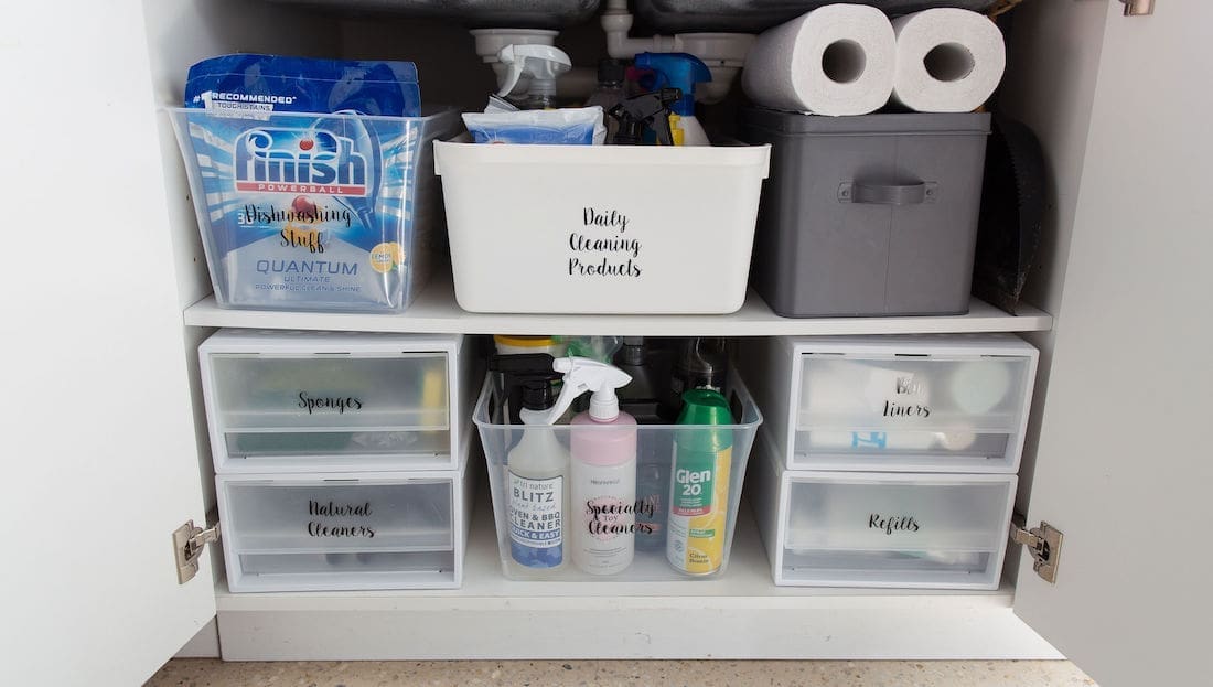 organising under kitchen sink