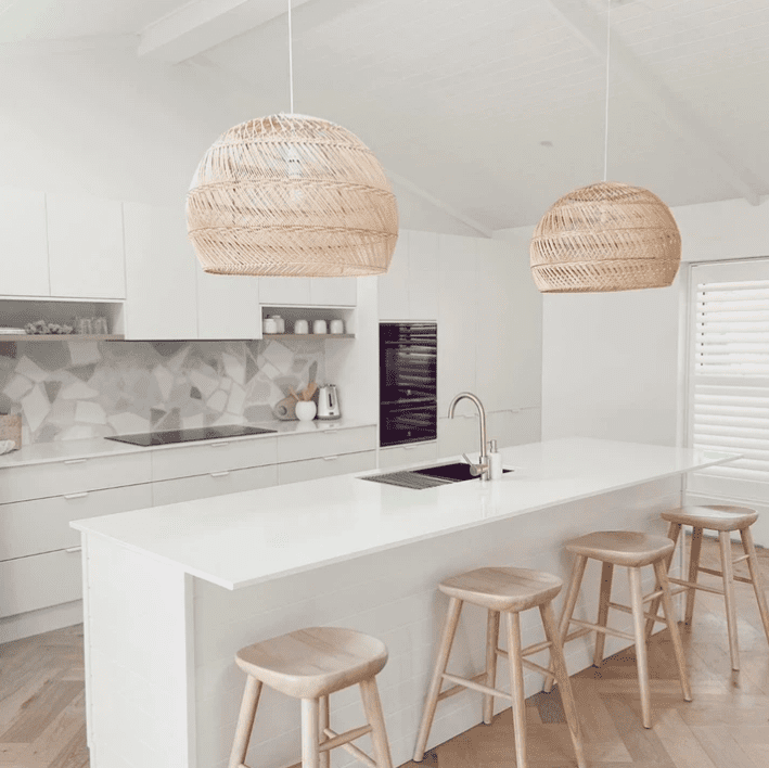 Wanderlust Lighting pendants over kitchen island