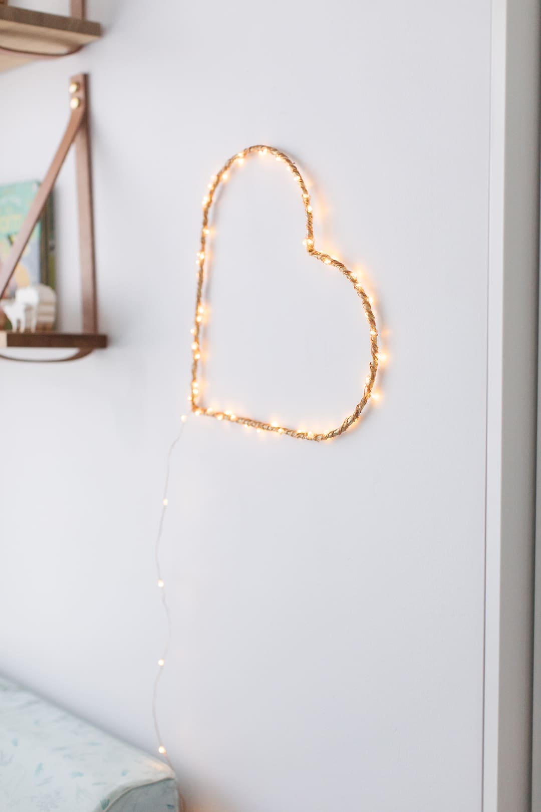 Close up detail of heart wall light