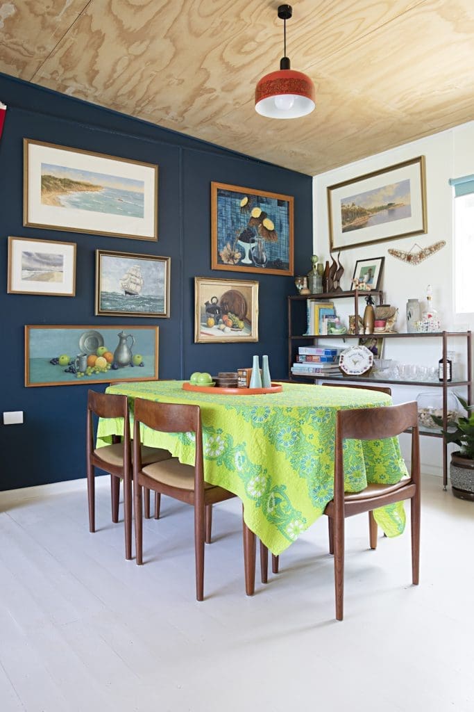 Flinders Nuthouse_navy art wall dining room