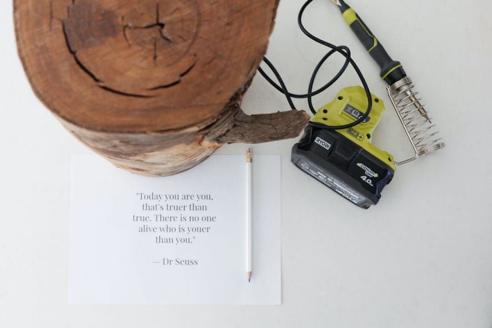 Items you will need to make stump side table