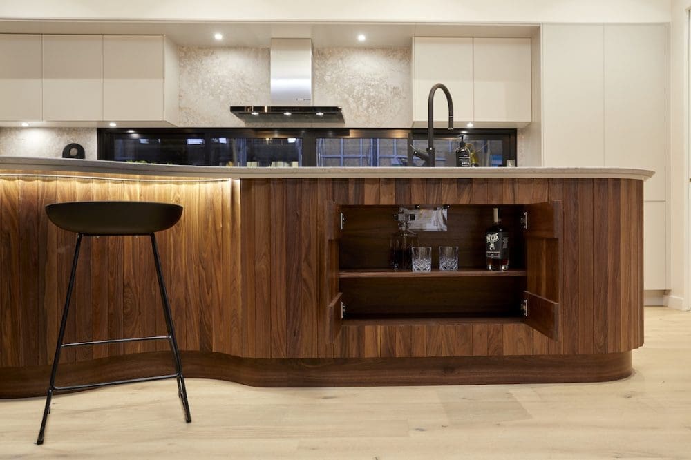 Hidden storage in the island of The Block 2020 kitchen reveal
