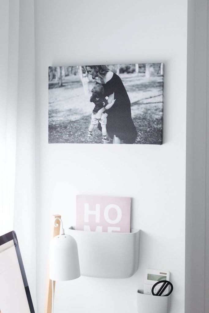 Black and white canvas photograph ways to incorporate family photos in home