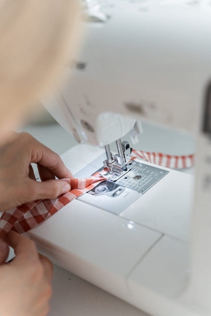 Sewing the gingham fabric