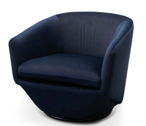 Swivel chair in blue velvet